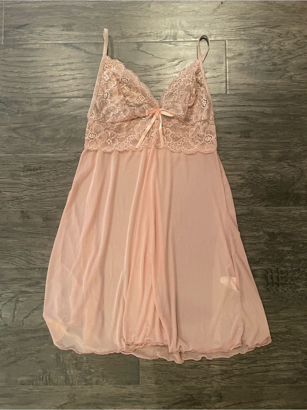 Delicate Lace Trim Pink Babydoll Nightie Slip Pajamas size small